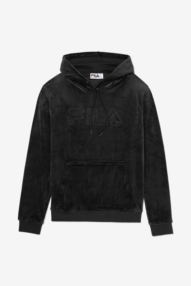 Fila Miesten Huppari Asher Velour Mustat - AWQG-92673